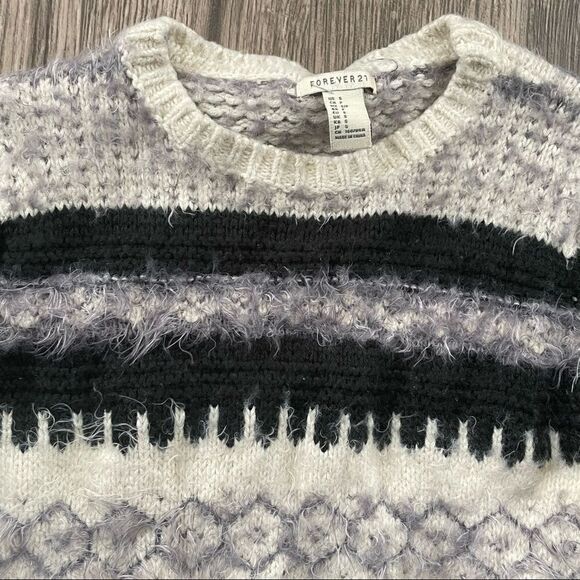 2/$20 Forever 21 Fuzzy Warm fair isle Printed Crewneck Sweater - Picture 9 of 11
